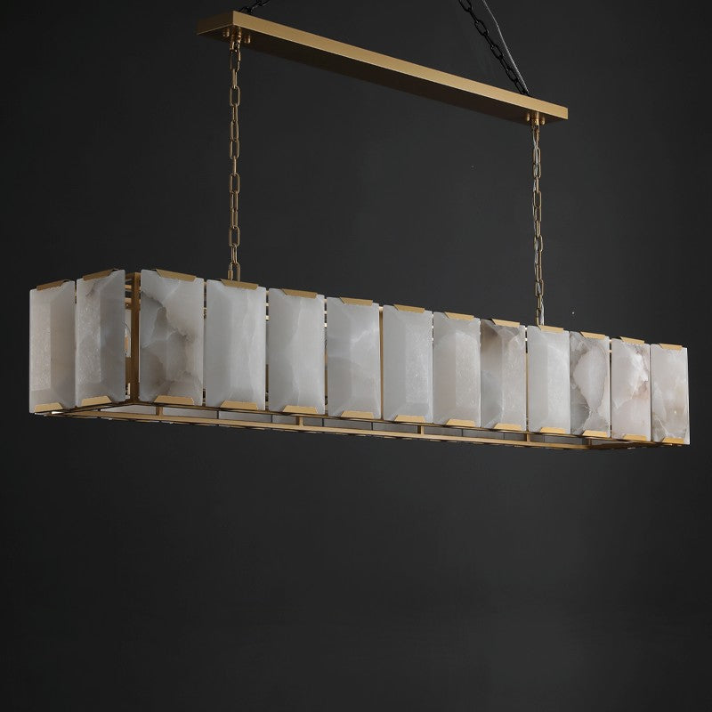 Huxley Calcite Rectangular Chandelier 74"