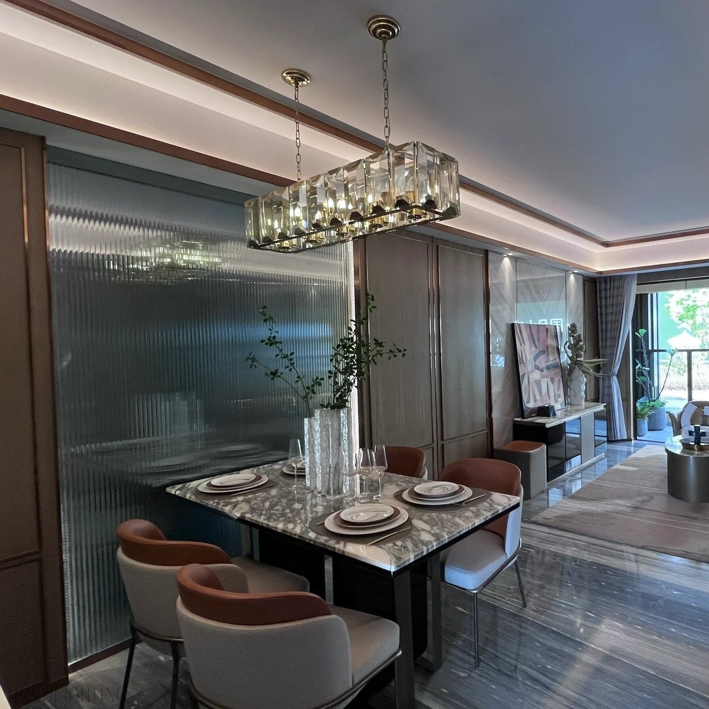 Huxley Crystal Rectangular Chandelier 54"