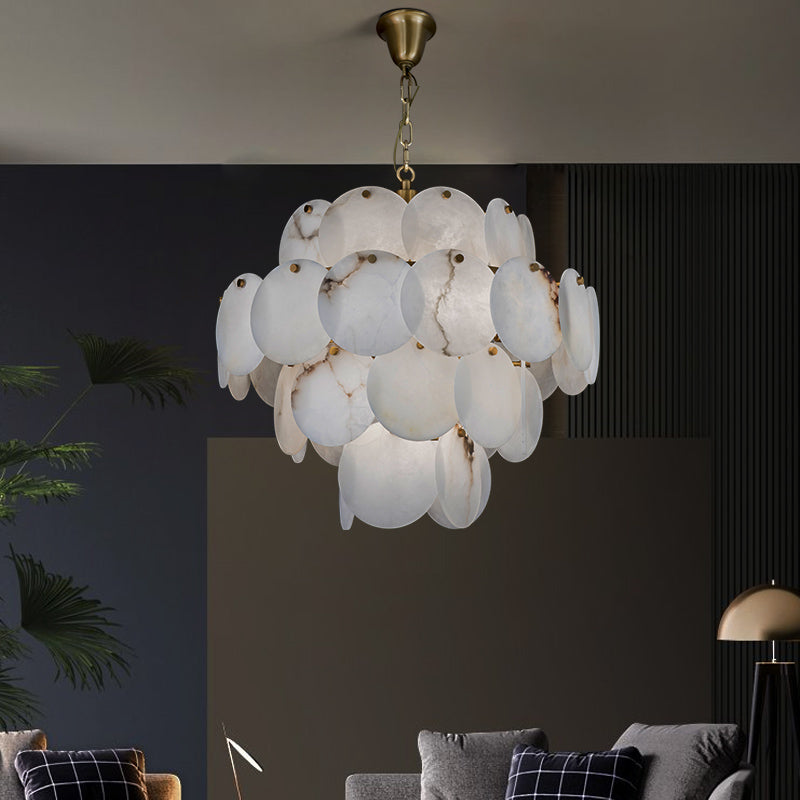 Modern Round Alabaster Pendant Light, Luxurious Round Chandelier - detail 2