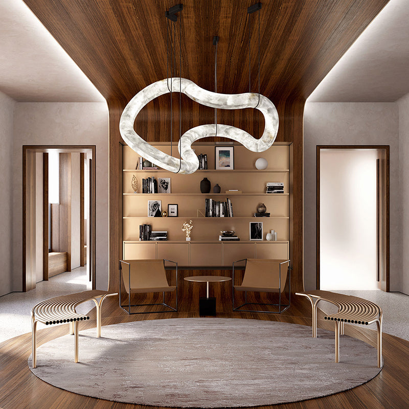 Oslo Infinity Symmetrical Entryway Alabaster Pendant Light - detail 2