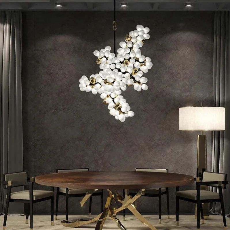 Pretty Grape Hanging Branch Chandelier Over kitchen Island - detail 2