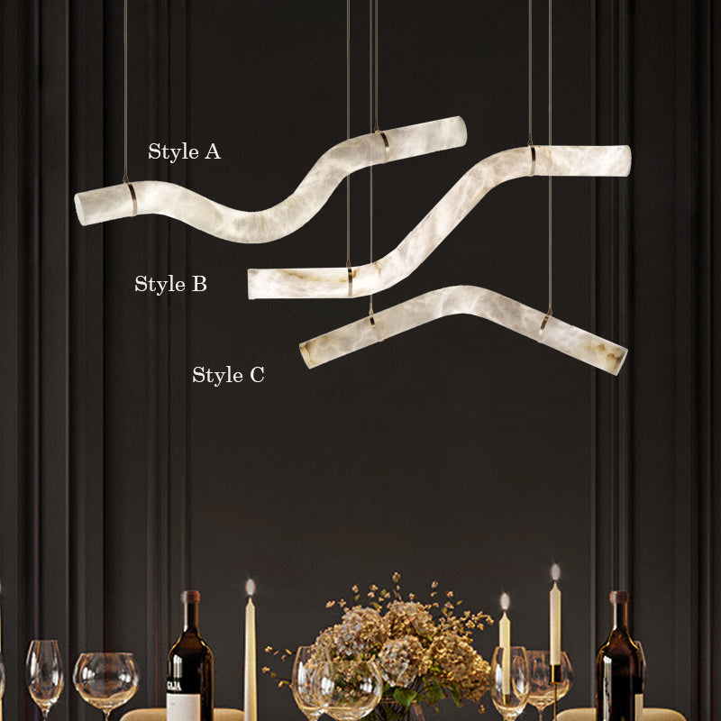 Luna's Simplicity - Modern Minimalist Alabaster Dining Room Pendant Light - detail 2