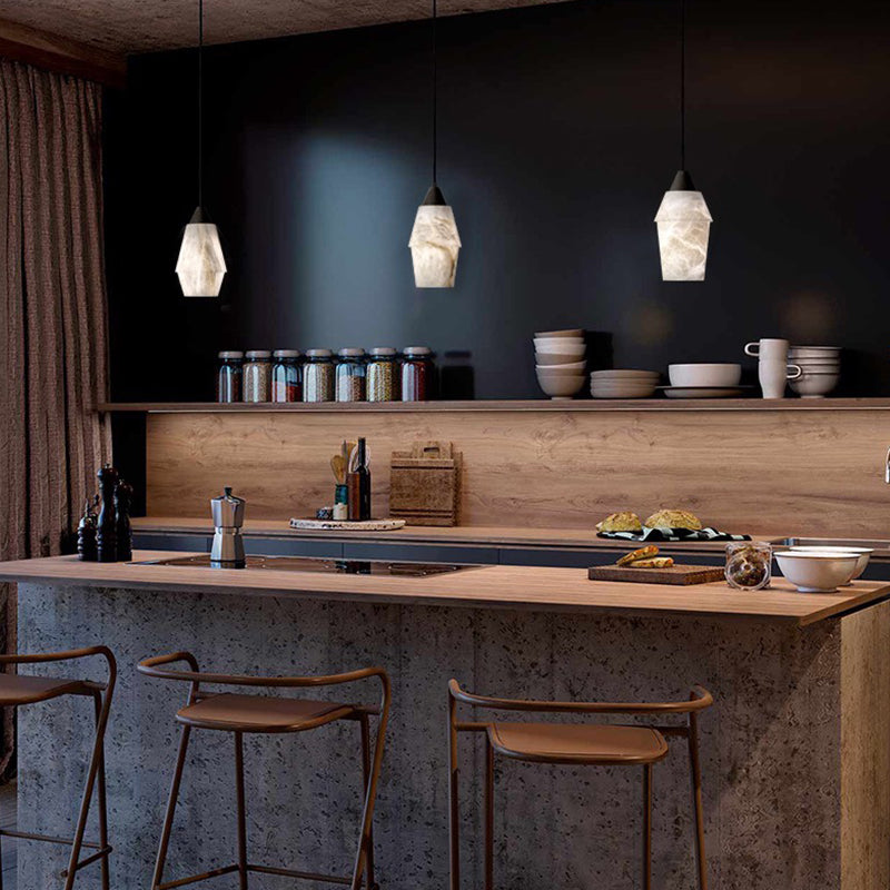 Alabaster Pendant Lighting Over Dining Table - detail 2