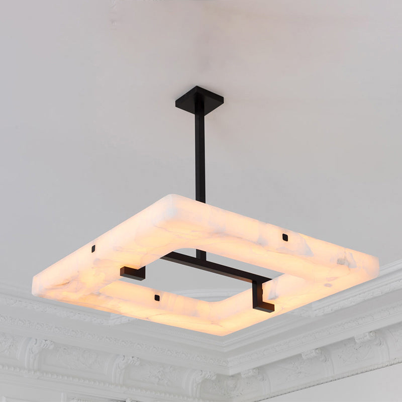 Amelia Square Alabaster Living Room Chandelier - detail 2