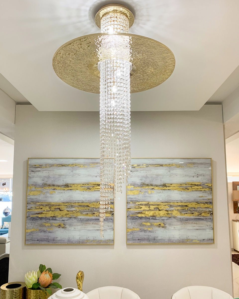 Angelina Flushmount Brass Crystal Pendant Chandelier - detail 2