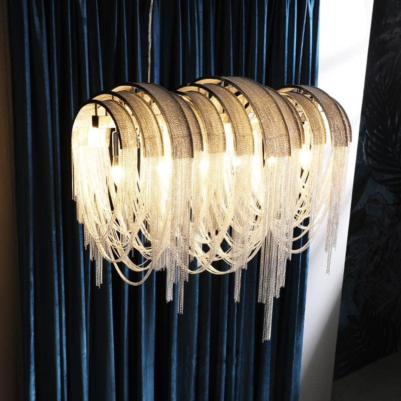 Alisa Luxury Hardware Aluminum Chain Tassel Long Branch Chandelier W35" - detail 2