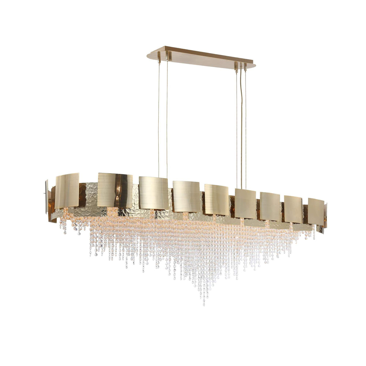 Anastagio Rectangle/ Linear Brass Crystal Bead Chandelier - detail 2
