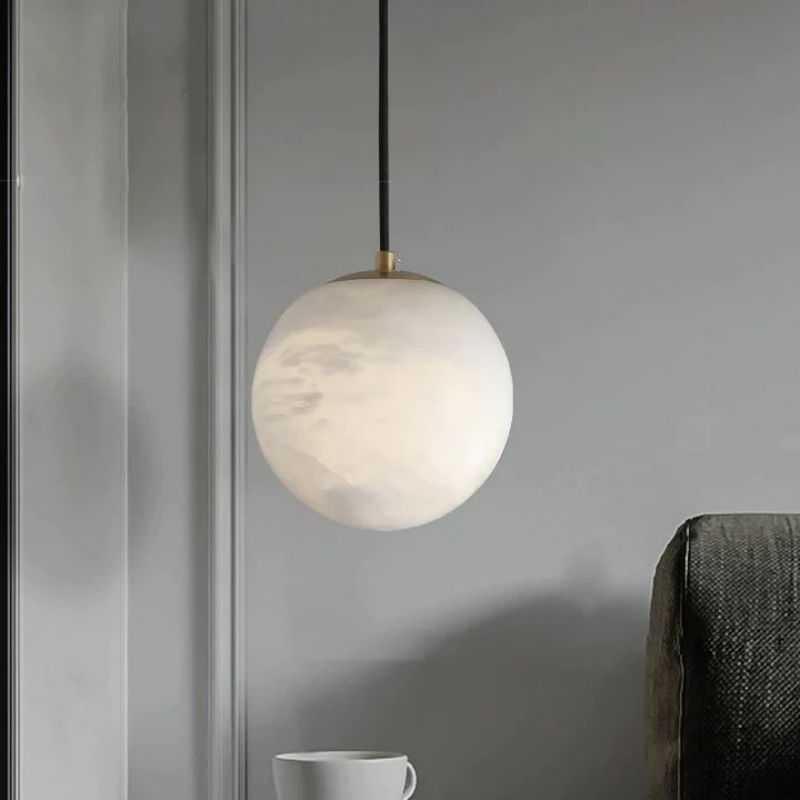 Alabaster Ball Pendant Light - detail 2