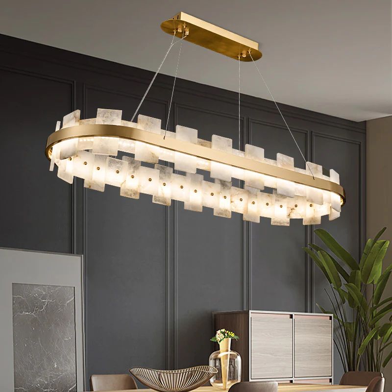 Alabaster Globe Modern Oval Chandelier - detail 2