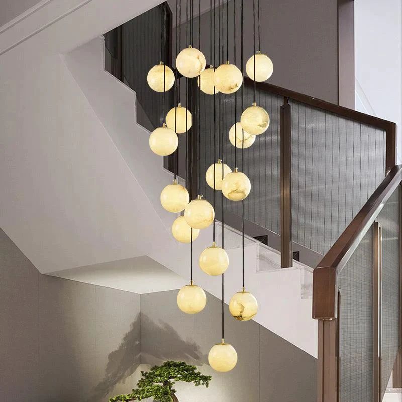 Alabaster Globe Wavy Chandelier - detail 2