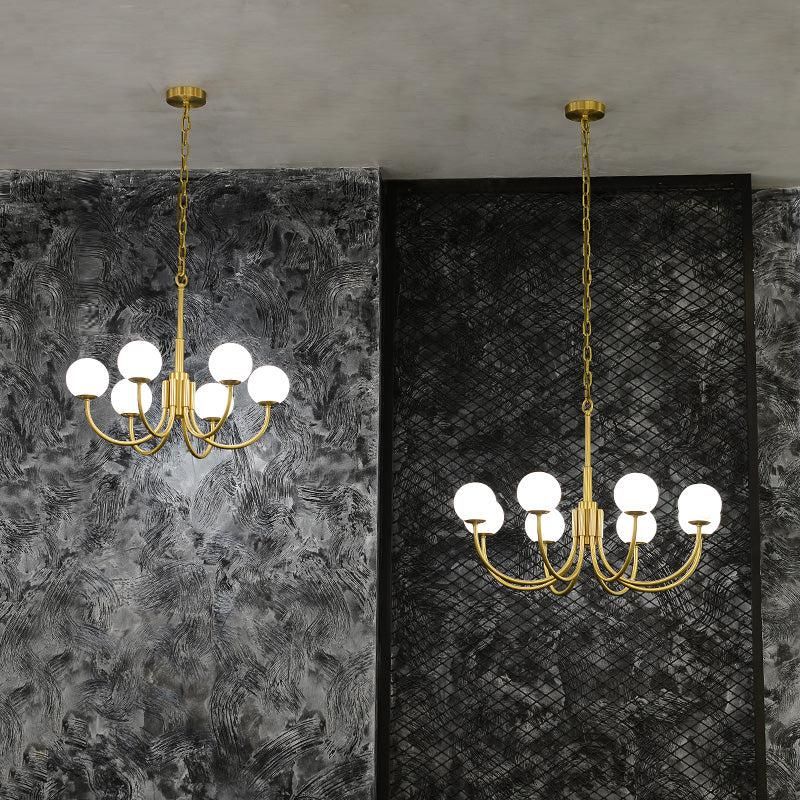 Alabaster Modern Brass Chandelier - detail 2