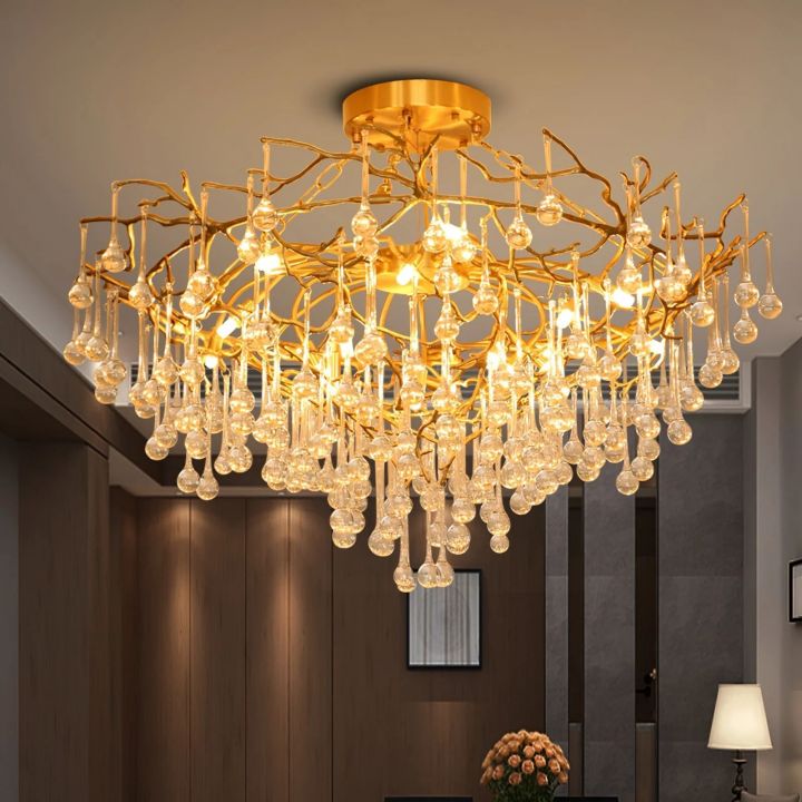 Anita Brass Crystal Branch Chandelier - detail 2