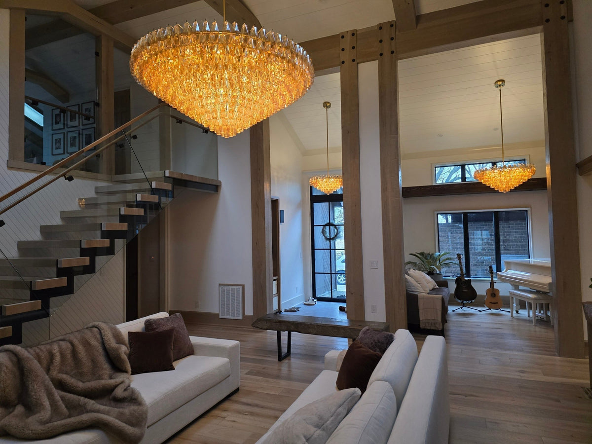 Chara Smoke Glass Tiered Round Chandelier 62" - detail 2