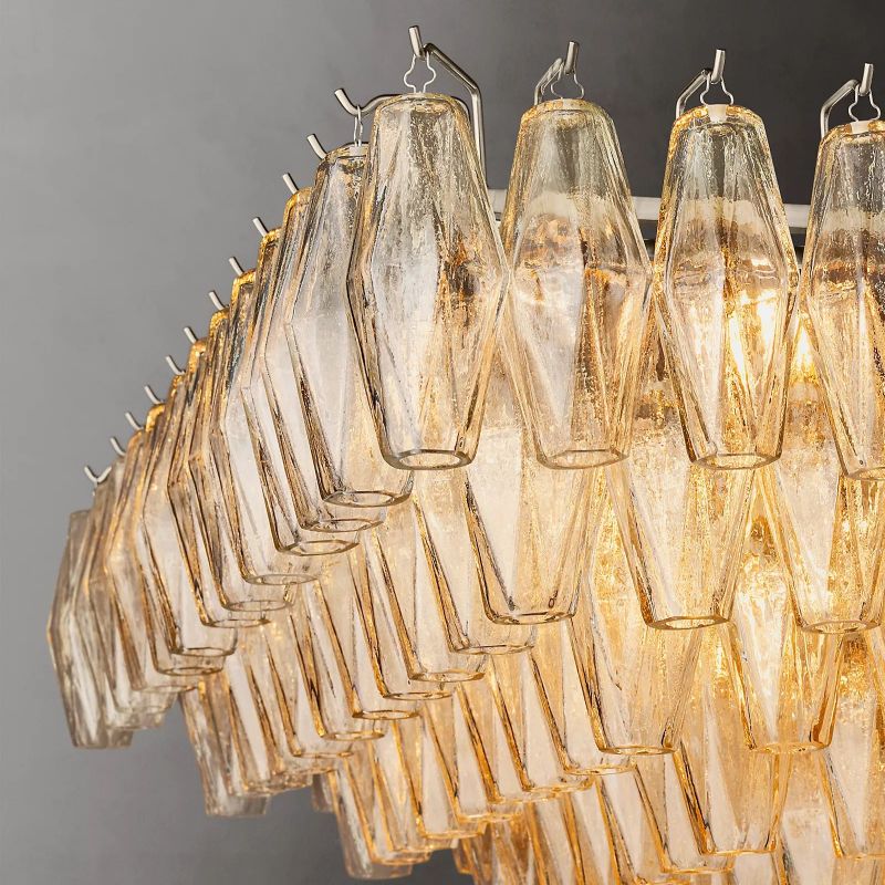 Chara Clear Glass Tiered Rectangular Chandelier 54" - detail 6