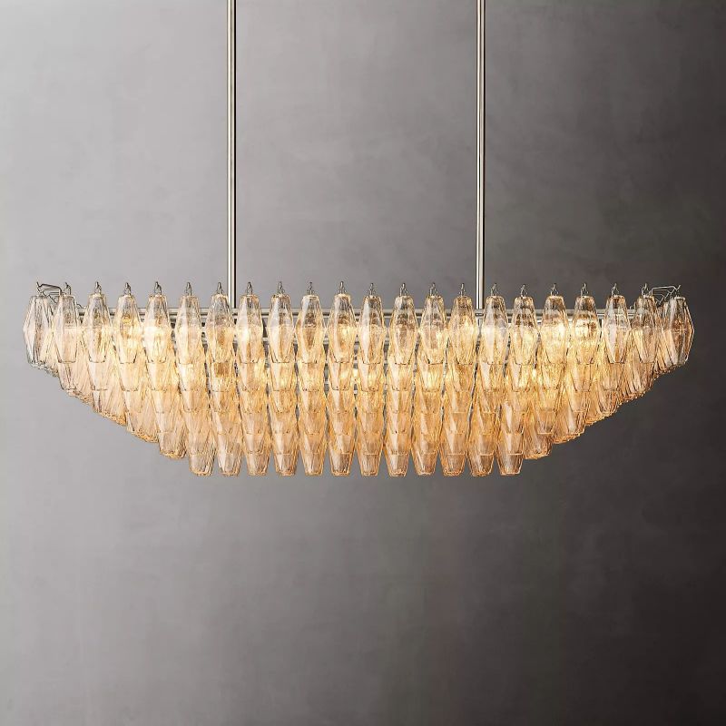 Chara Clear Glass Tiered Rectangular Chandelier 54" - detail 3