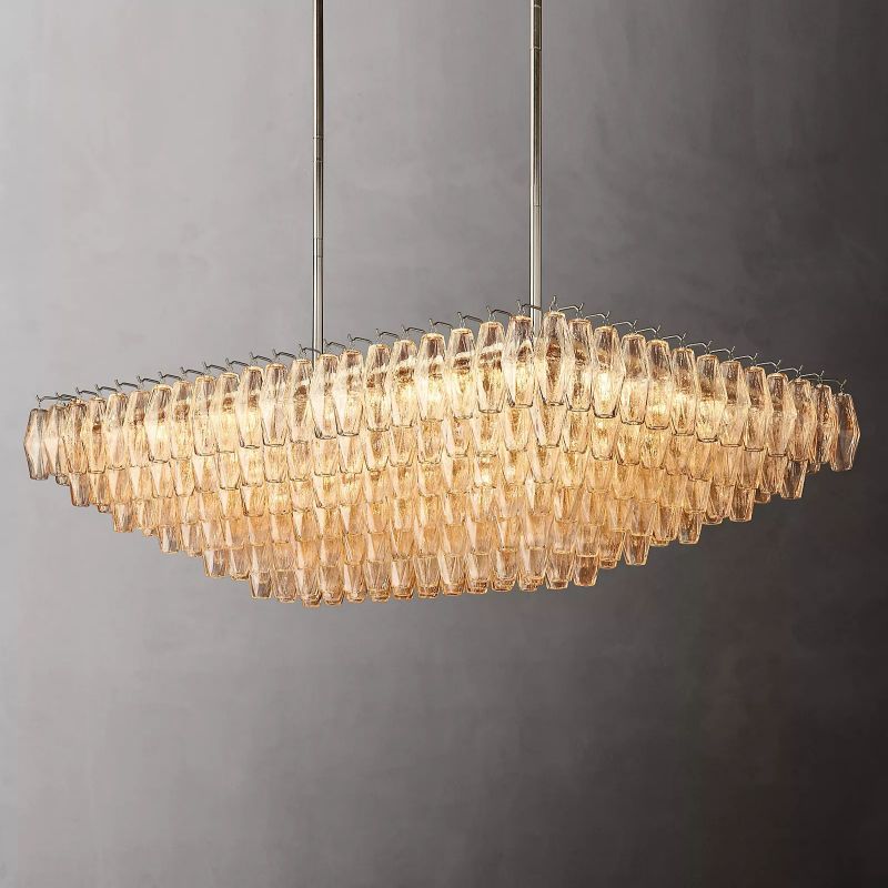 Chara Clear Glass Tiered Rectangular Chandelier 54" - detail 2