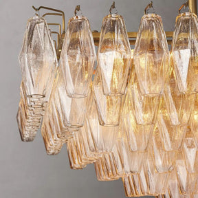 Chara Clear Glass Tiered Rectangular Chandelier 54" - detail 5