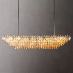 Chara Clear Glass Tiered Rectangular Chandelier 74" - detail 4