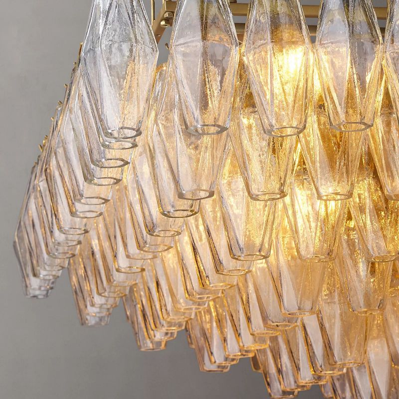 Chara Clear Glass Tiered Rectangular Chandelier 74" - detail 7