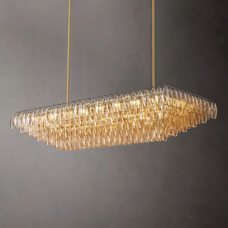 Chara Clear Glass Tiered Rectangular Chandelier 74" - detail 2