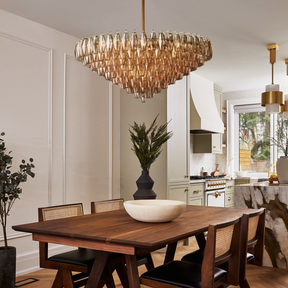 Chara Smoke Glass Tiered Round Chandelier 47"