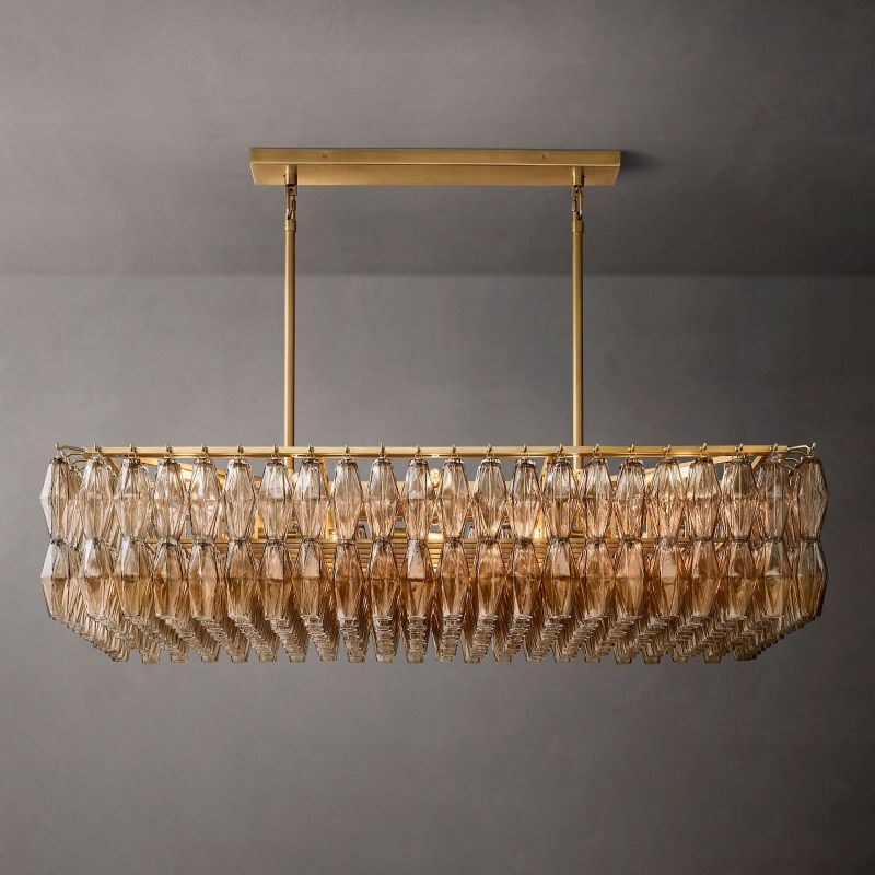 Chara Glass Rectangular Chandelier 54" - detail 2