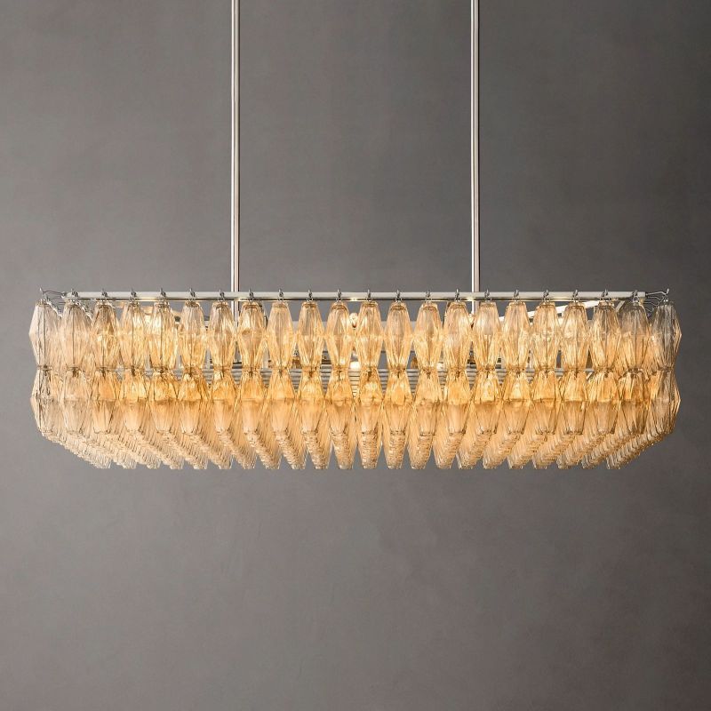 Chara Glass Rectangular Chandelier 54" - detail 3