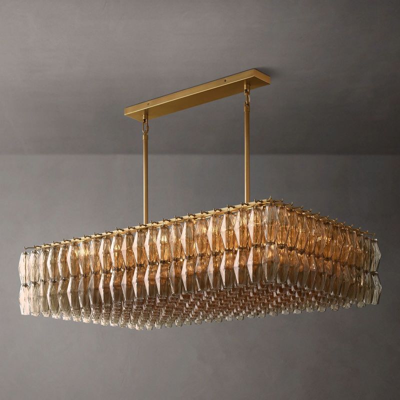Chara Glass Rectangular Chandelier 54" - detail 6