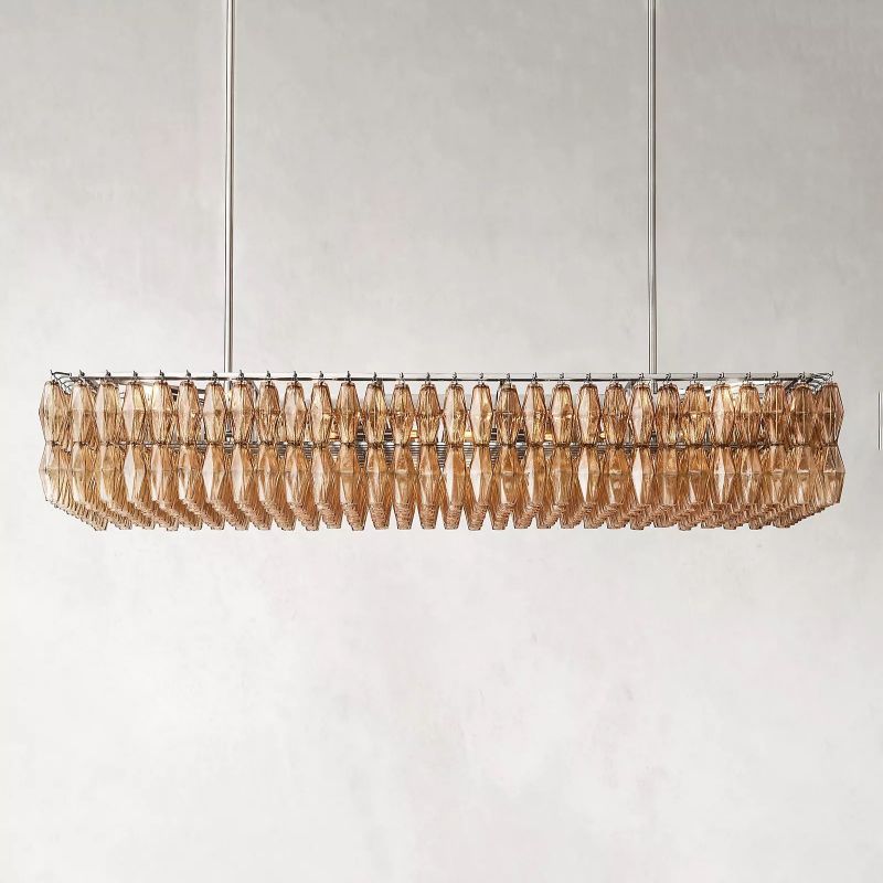 Chara Smoke Glass Rectangular Chandelier 74" - detail 2
