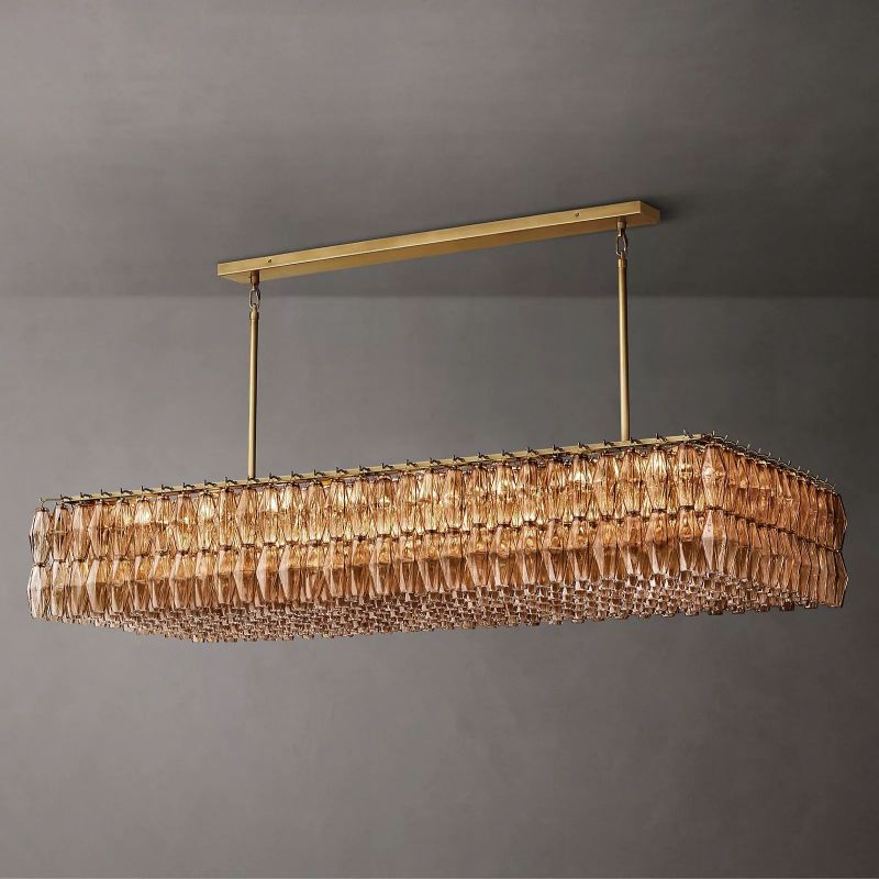 Chara Smoke Glass Rectangular Chandelier 74" - detail 3