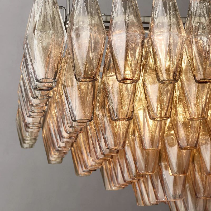 Chara Smoke Glass Tiered Rectangular Chandelier 54" - detail 8