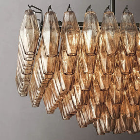 Chara Smoke Glass Tiered Rectangular Chandelier 54" - detail 7
