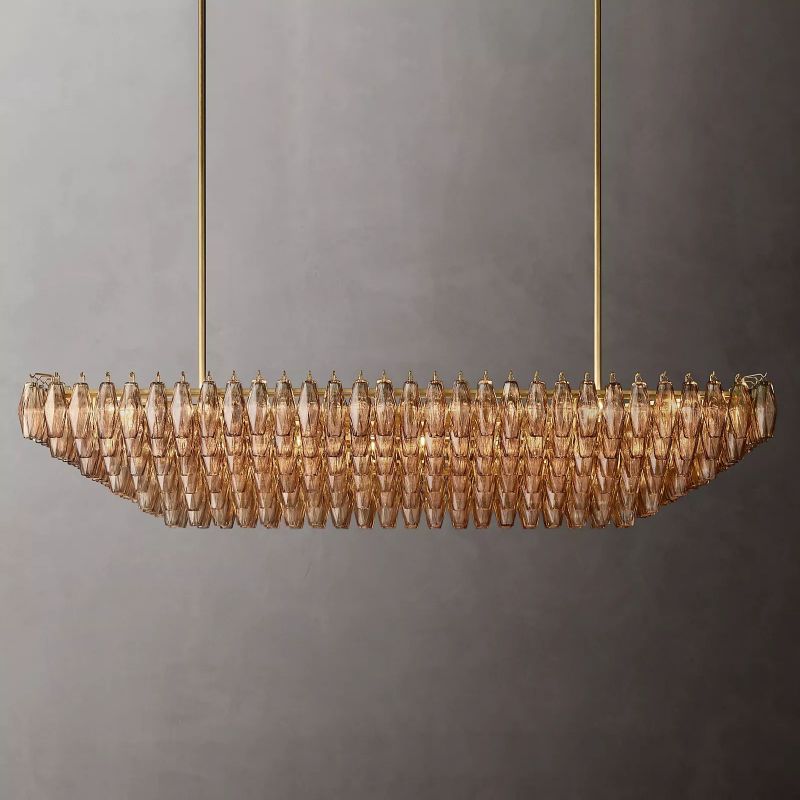 Chara Smoke Glass Tiered Rectangular Chandelier 74" - detail 5