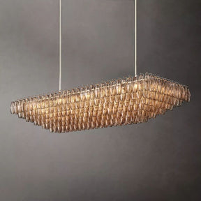 Chara Smoke Glass Tiered Rectangular Chandelier 74" - detail 4