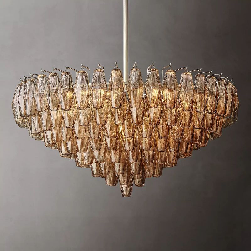 Chara Smoke Glass Tiered Round Chandelier 37" - detail 5