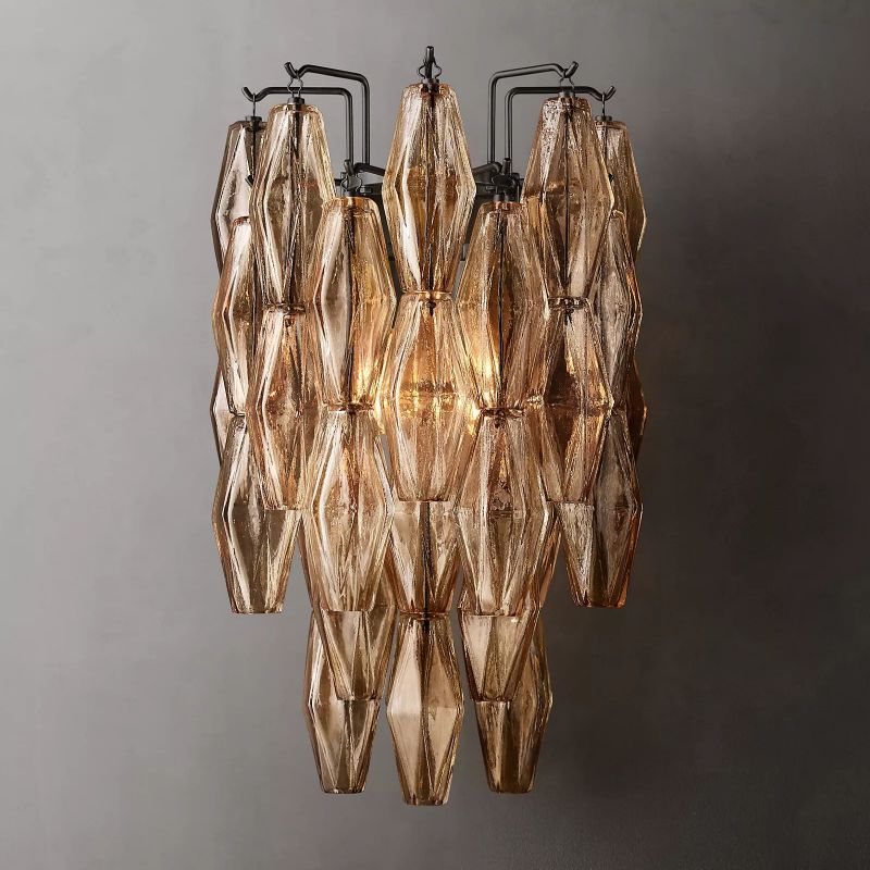 Chara Smoke Glass Short Wall Sconce - detail 5