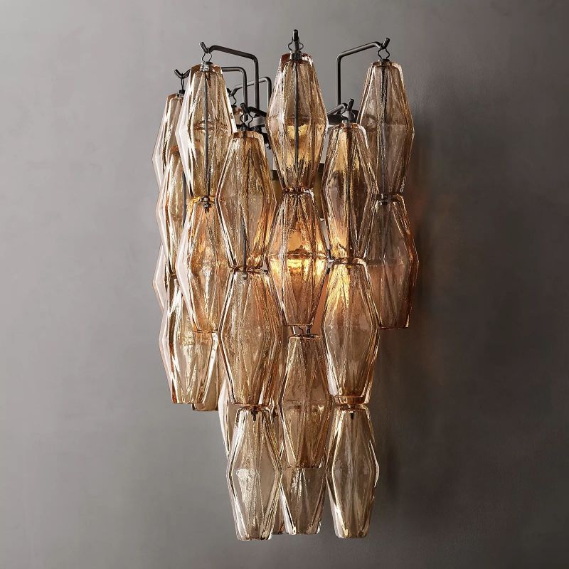 Chara Smoke Glass Short Wall Sconce - detail 2