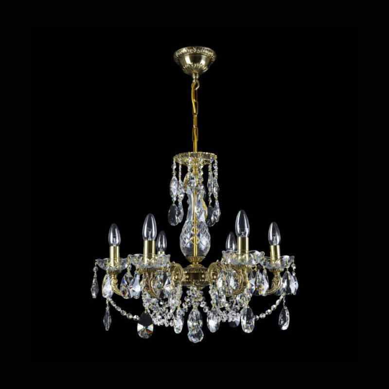 Classical Neptune 6 Light Brass Crystal Glass Chandelier - detail 2