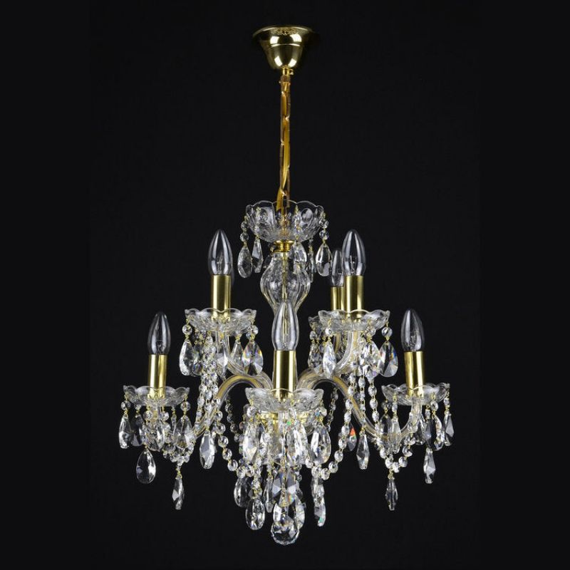 Classical Olive 8 Light Crystal Glass Chandelier - detail 2