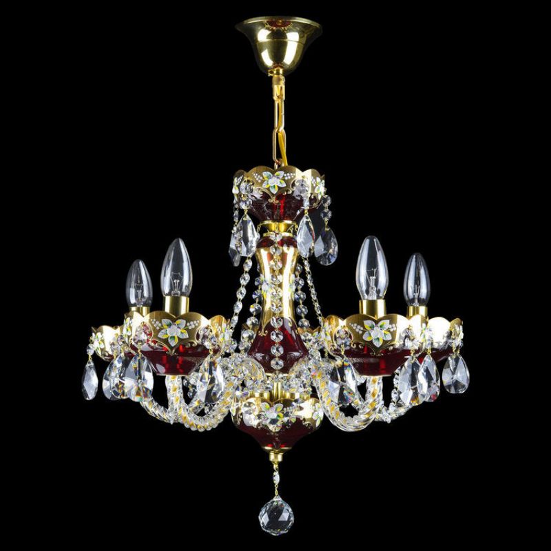 Classical Rosso 5 Light Crystal Glass Chandelier - detail 2