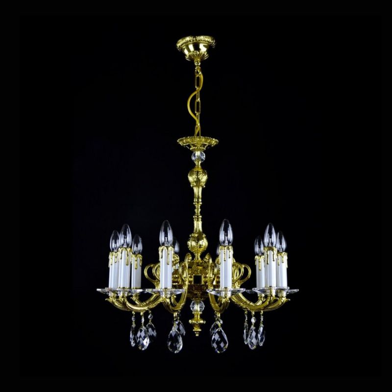 Classical Vera 10 Light Brass Crystal Chandelier - detail 2