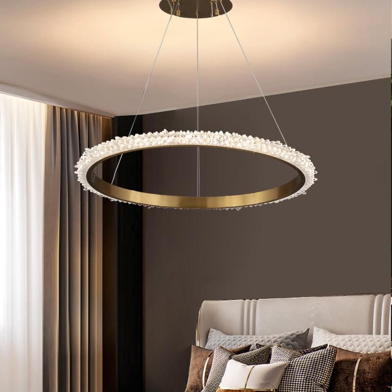Contemporary K9 Crystal Halo Circle Foyer Chandelier - product detail 2