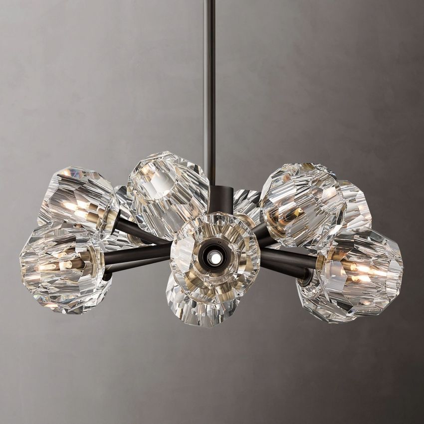 Cristal Glass Round Chandelier 24"