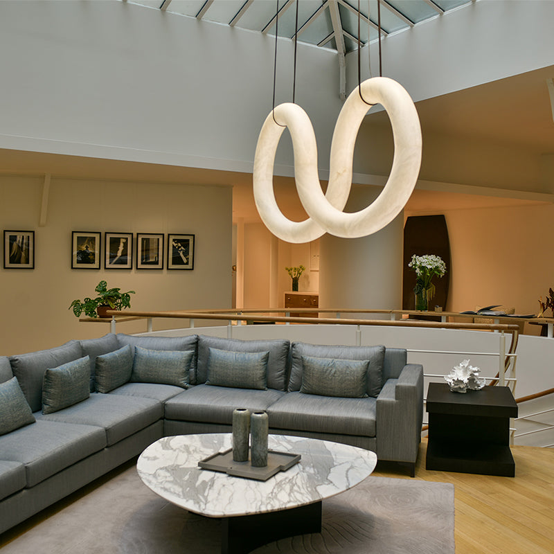 Designer Inspired Alabaster Chandelier Light For Living Room - detail 2