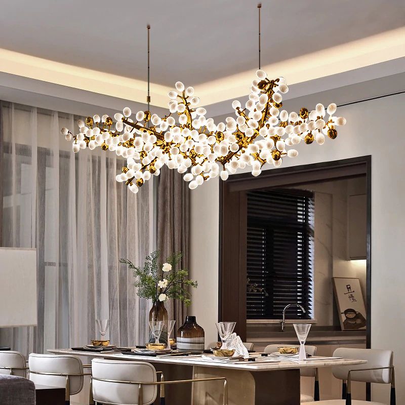 Gold Horizontal Grape Chandelier for Dining Room