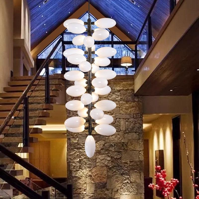 Modern Vertical Long Grape Pendant for Foyer and Staircase