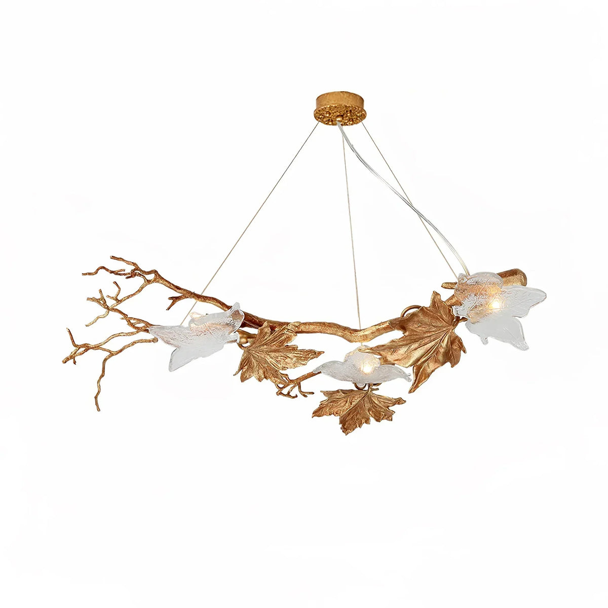 Folio Branch Brass Glass Chandelier - detail 2