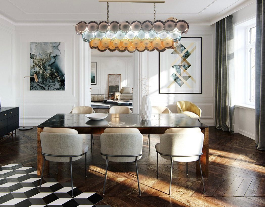 Bettina Murano Rectangle/ Linear Glass Chandelier - detail 2