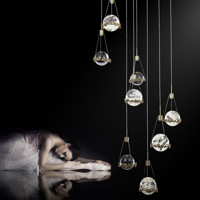 Crystal Ball Pendant Light for Staircase and Foyer - detail 2