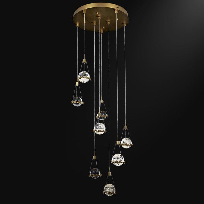 Crystal Ball Pendant Light for Staircase and Foyer